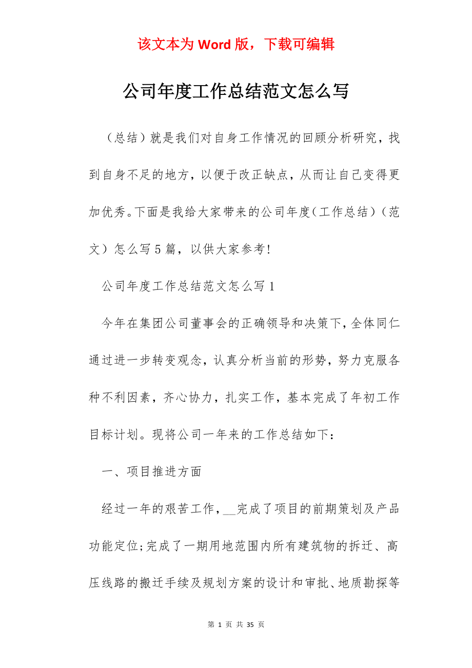 公司年度工作总结范文怎么写.docx_第1页