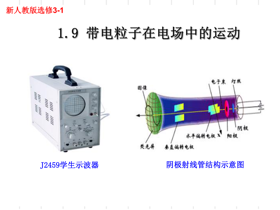 物理：1.9《带电粒子在电场中运动》ppt课件(新人教版选修3-1).ppt_第1页