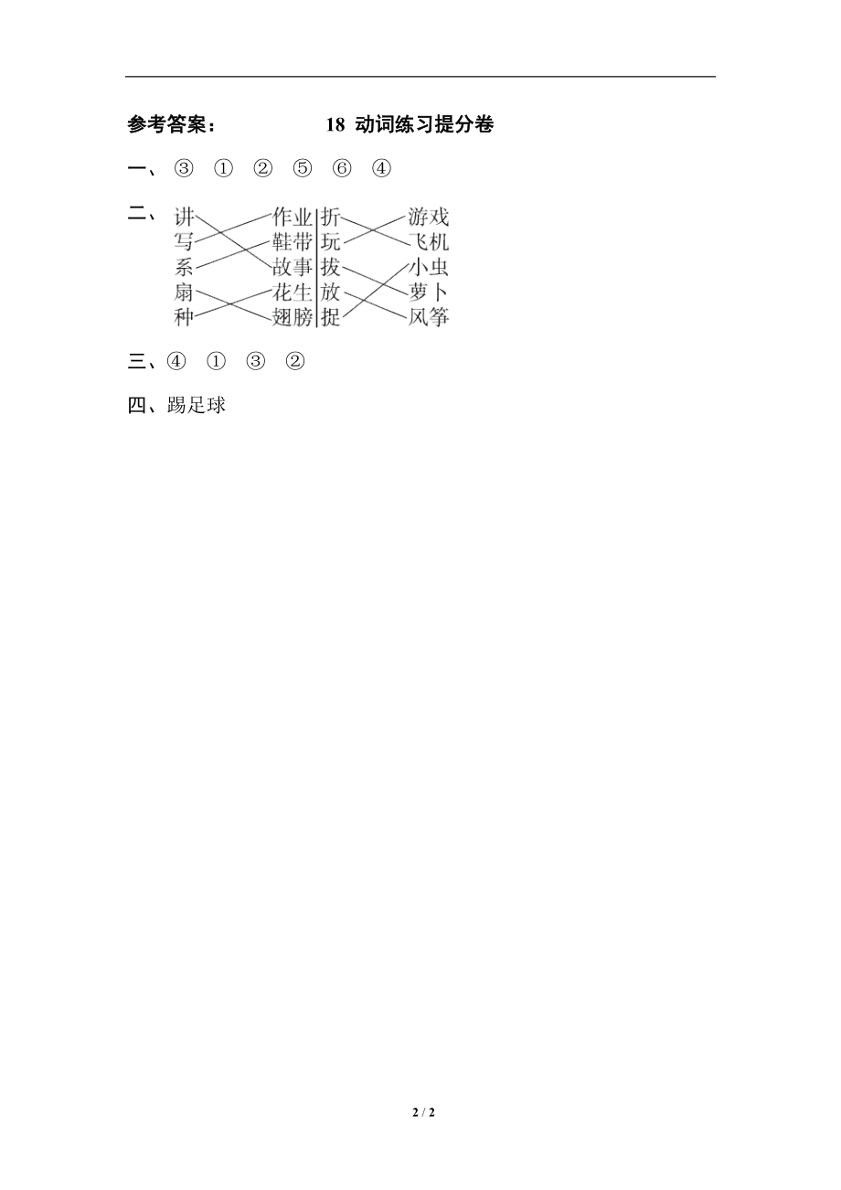 小学语文一年级上册期末专项训练卷 18动词练习提分卷.doc_第2页