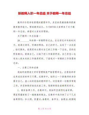 新教师入职一年总结 关于教师一年总结.doc