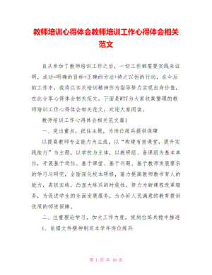 教师培训心得体会教师培训工作心得体会相关范文.doc