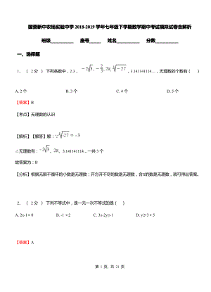 国营新中农场实验中学2018-2019学年七年级下学期数学期中考试模拟试卷含解析.pdf