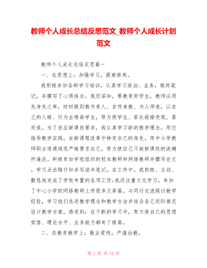 教师个人成长总结反思范文 教师个人成长计划范文.doc