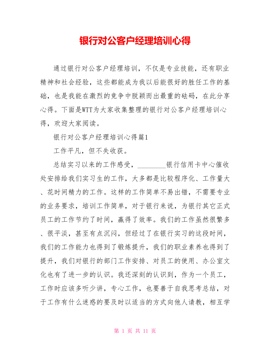 银行对公客户经理培训心得.doc_第1页