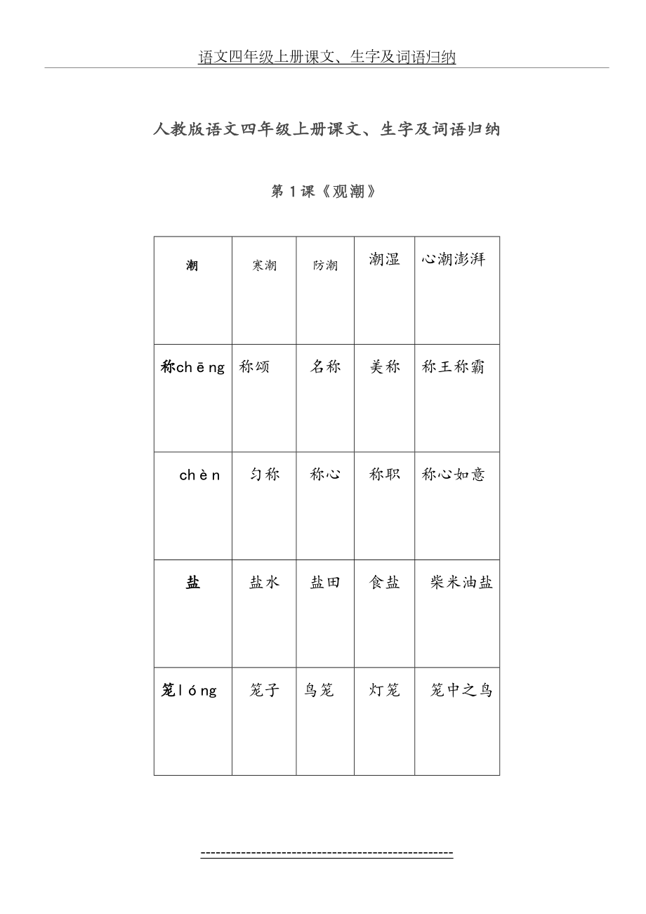 语文四年级上册课文、生字及词语归纳.docx_第2页