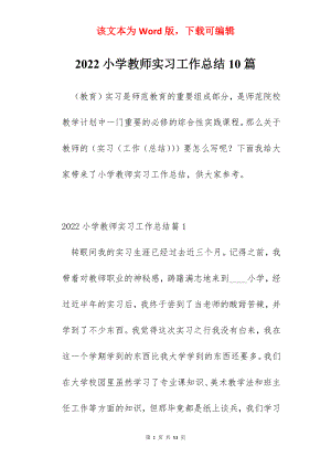 2022小学教师实习工作总结10篇.docx