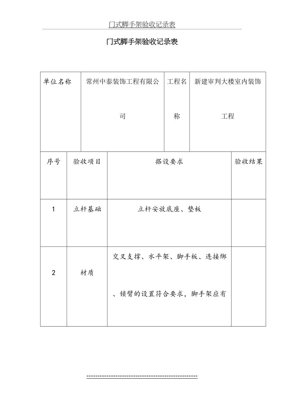 门式脚手架验收记录表.doc_第2页