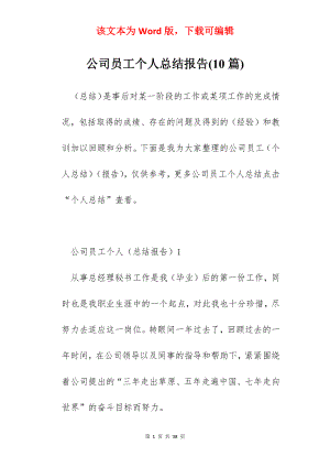 公司员工个人总结报告(10篇).docx