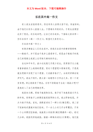 乐在其中高一作文.docx