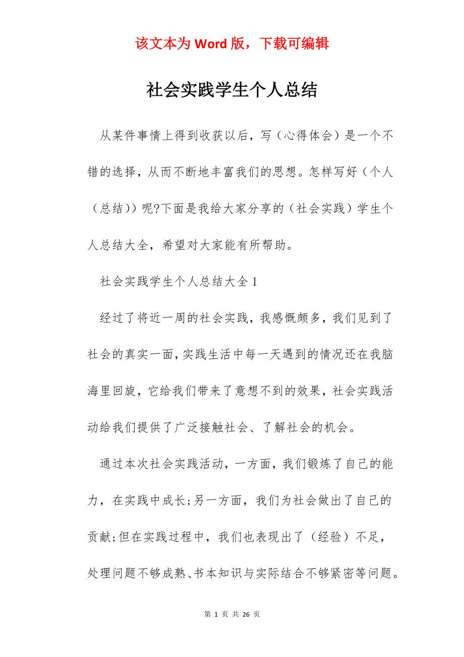 社会实践学生个人总结.docx_第1页