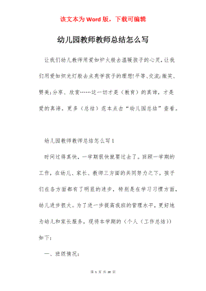 幼儿园教师教师总结怎么写.docx