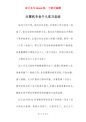 计算机专业个人实习总结.docx