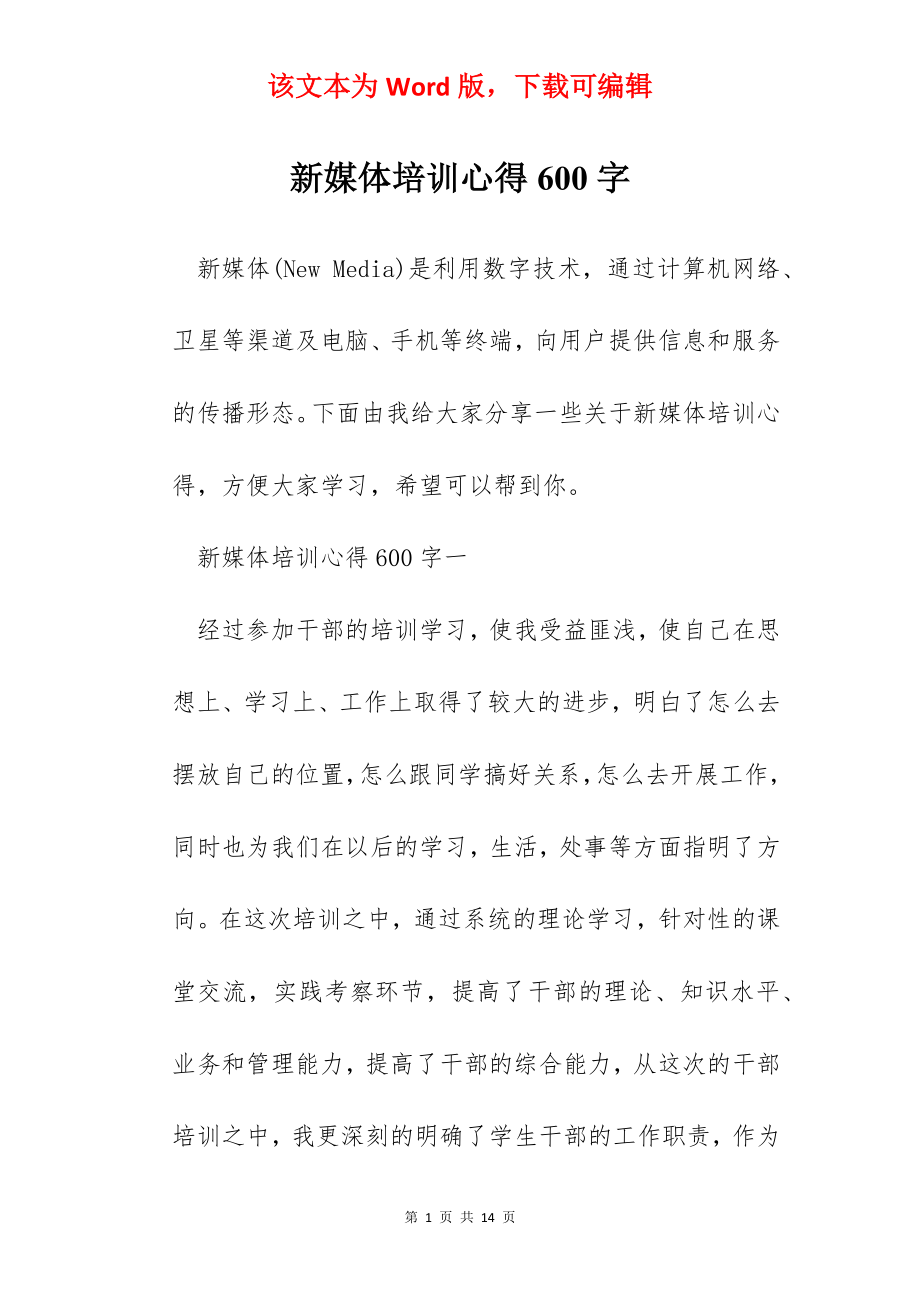 新媒体培训心得600字.docx_第1页