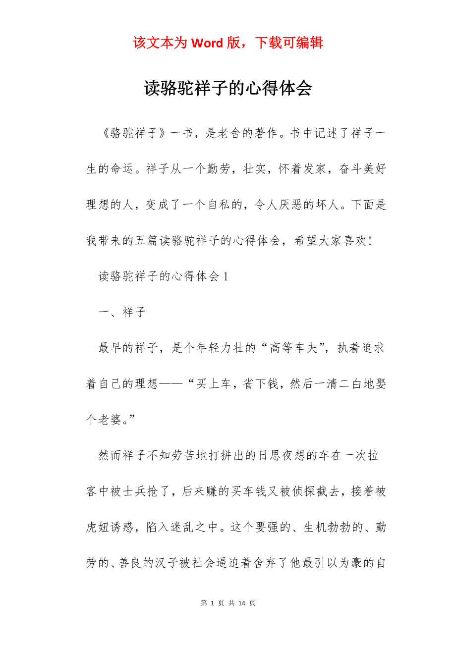 读骆驼祥子的心得体会.docx_第1页