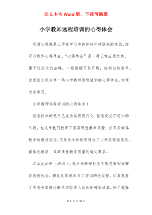 小学教师远程培训的心得体会.docx