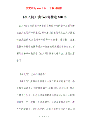 《在人间》读书心得精选600字.docx