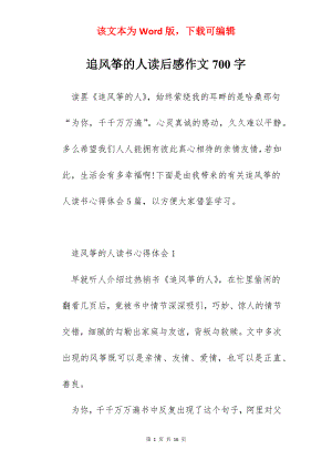 追风筝的人读后感作文700字.docx