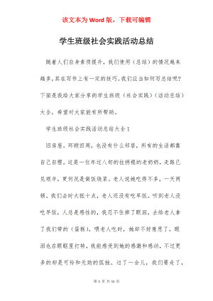 学生班级社会实践活动总结.docx