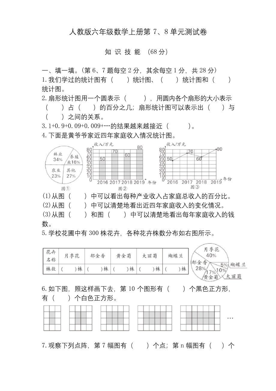 人教版六年级数学上册第7、8单元测试卷(附答案).docx_第1页