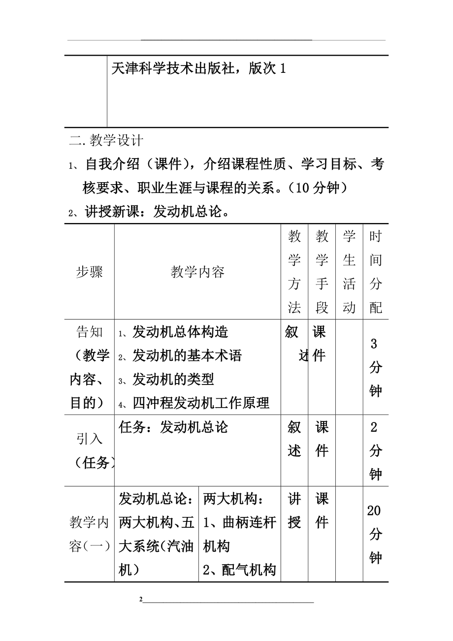 汽车发动机构造与维修单元教学设计文档..doc_第2页