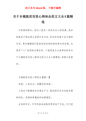 关于乡镇脱贫攻坚心得体会范文大全5篇精选.docx