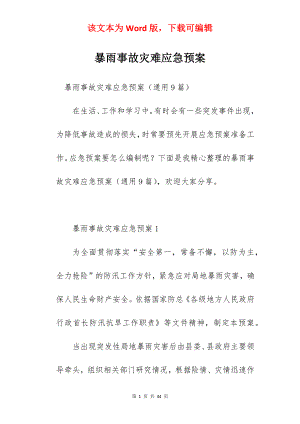 暴雨事故灾难应急预案.docx