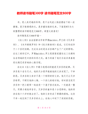 教师读书随笔300字 读书随笔范文800字.doc