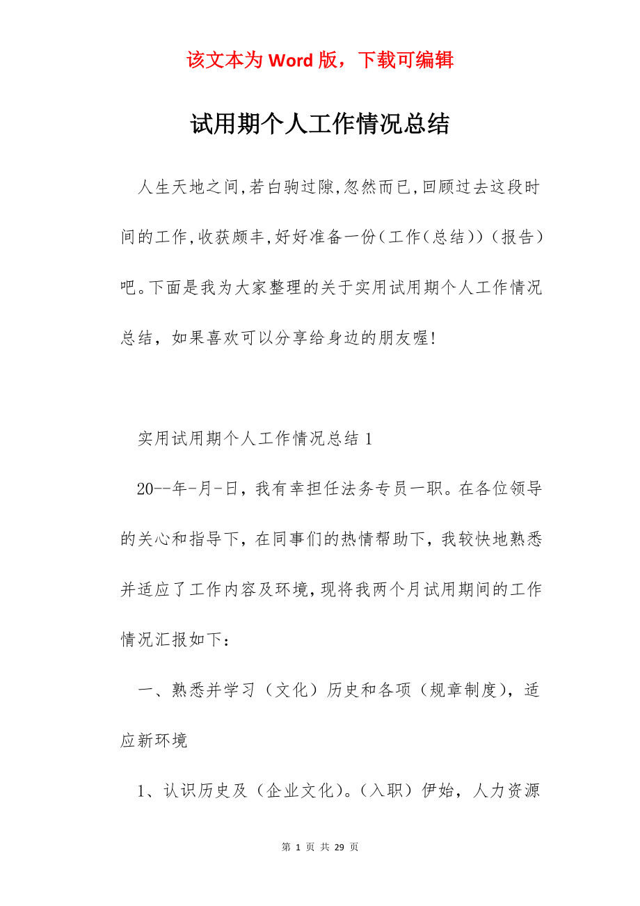 试用期个人工作情况总结.docx_第1页