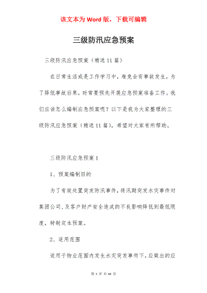 三级防汛应急预案.docx