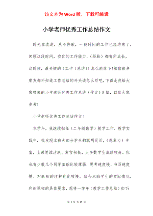 小学老师优秀工作总结作文.docx