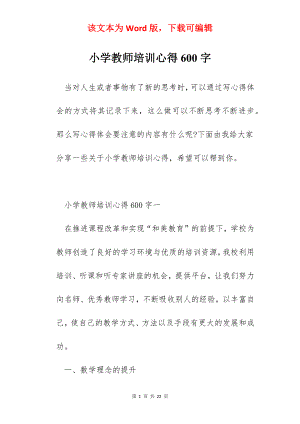 小学教师培训心得600字.docx