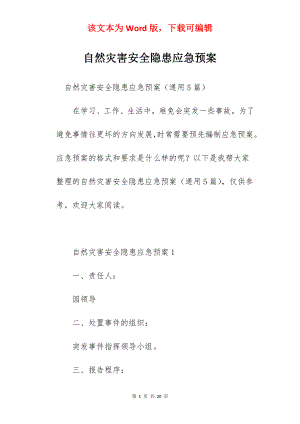 自然灾害安全隐患应急预案.docx