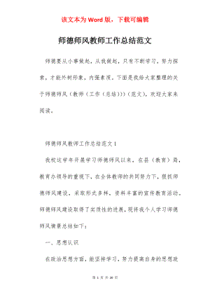 师德师风教师工作总结范文.docx