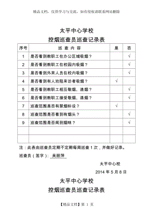 控烟巡查员工作记录.doc