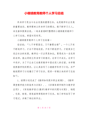 小继续教育教师个人学习总结.doc