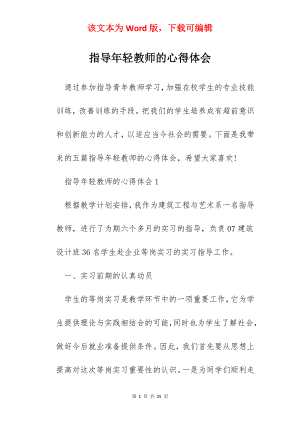 指导年轻教师的心得体会.docx