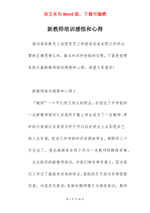 新教师培训感悟和心得.docx