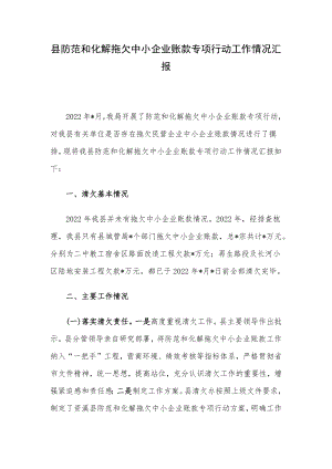 县防范和化解拖欠中小企业账款专项行动工作情况汇报.docx