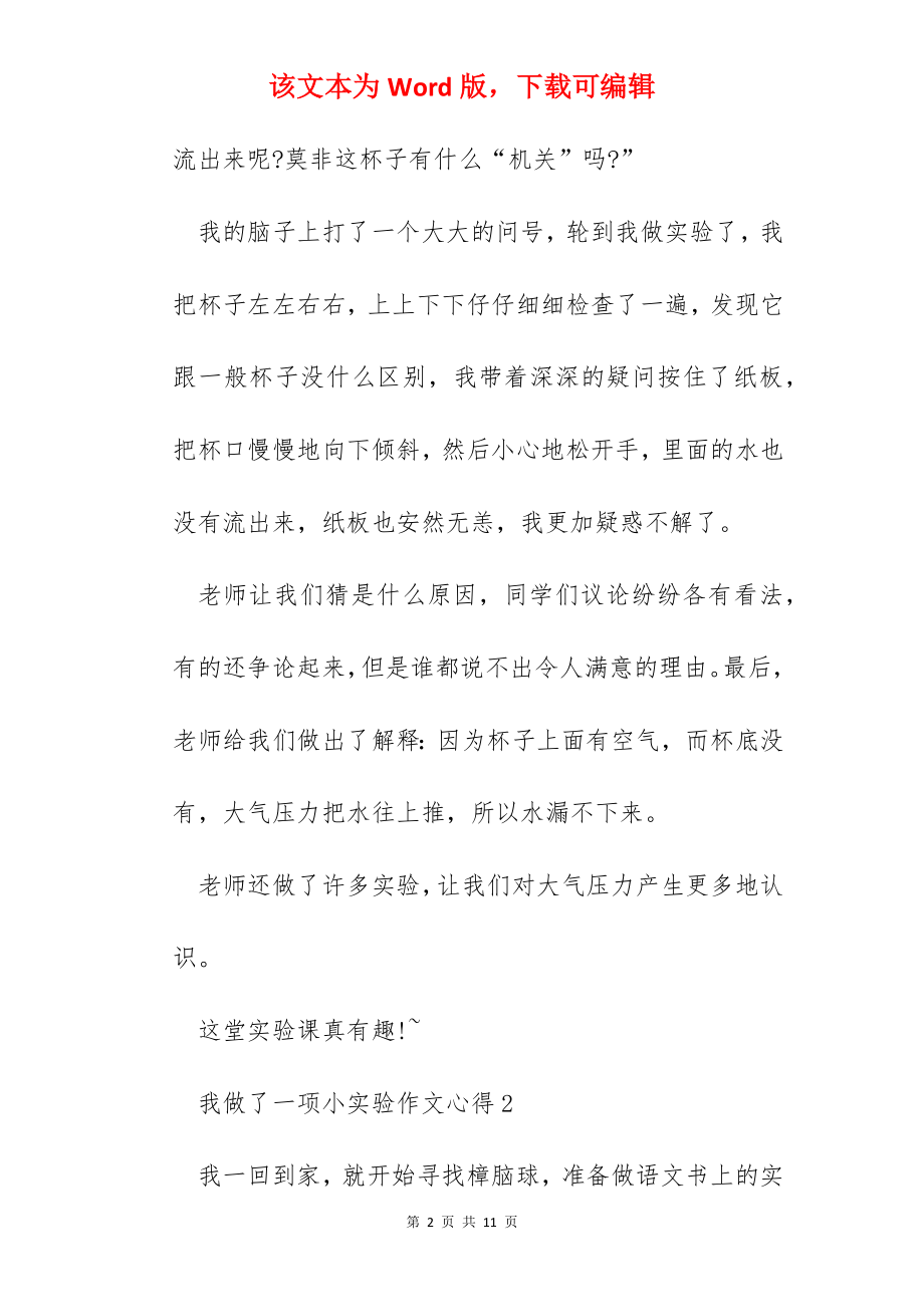 我做了一项小实验作文心得范文汇总.docx_第2页