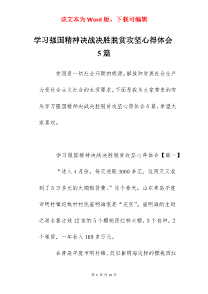 学习强国精神决战决胜脱贫攻坚心得体会5篇.docx