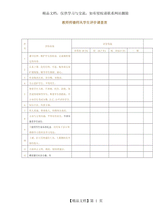 教师师德师风学生评价调查表.doc