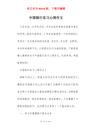 中国银行实习心得作文.docx