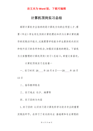 计算机顶岗实习总结.docx