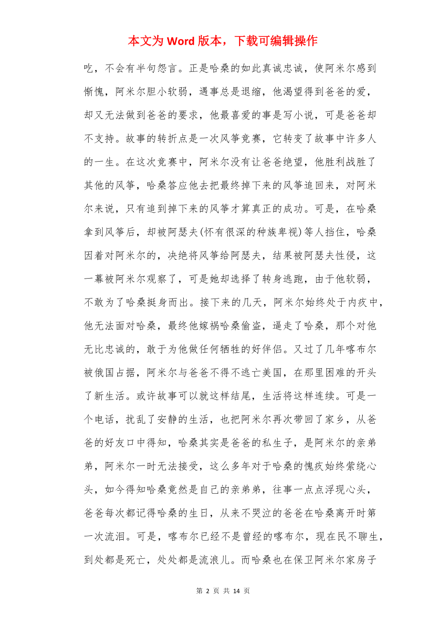 读《追风筝的人》有感作文优秀范文.docx_第2页