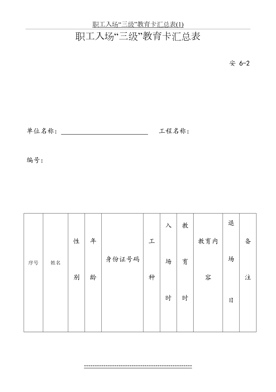 职工入场“三级”教育卡汇总表(1).doc_第2页