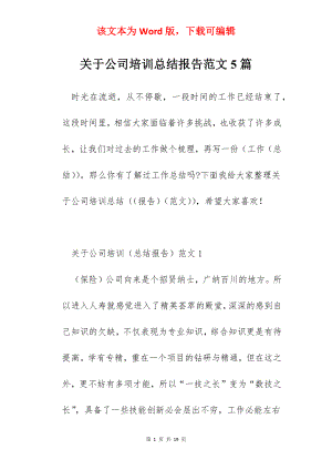 关于公司培训总结报告范文5篇.docx