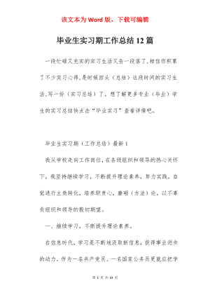 毕业生实习期工作总结12篇.docx