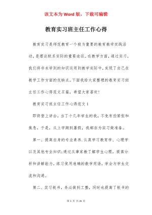 教育实习班主任工作心得.docx