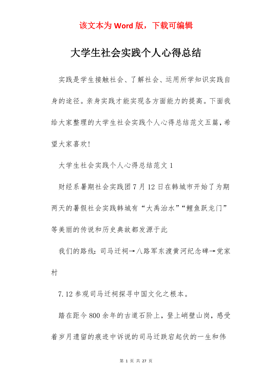 大学生社会实践个人心得总结.docx_第1页