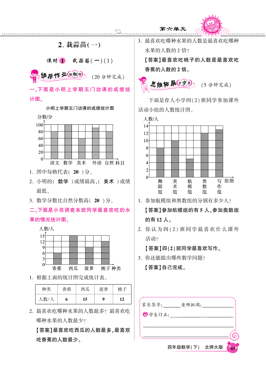 北师大版小学四年级下册数学同步全练-第六单元-北师大版（PDF版） - 答案.pdf_第2页